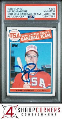 Equipo de béisbol 1985 Topps 1984 Estados Unidos #401 Mark McGWIRE RC PSA 8 ADN automático 10 Foto 1 de 3