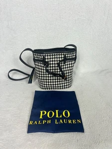 Polo Ralph Lauren, Women's Black + Cream Checked Small Bucket Bag - Brand New - Picture 1 of 9
