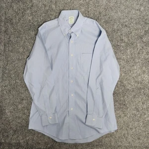Brooks Brothers Shirt Men 16-33 Main Store Blue Houndstooth Supima Cotton Button - Picture 1 of 6