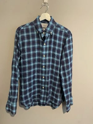 Ledbury Fine Shirtmaker Para Hombre Con Botones 100% Lino Manga Larga Calce Ajustado Talla M Foto 1 de 4