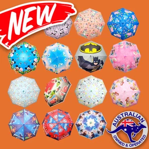 Kids Children Umbrella Lightning McQueen Mickey Sanrio Unicorn Bat Princess AU - Picture 1 of 24