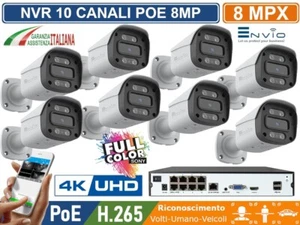 NVR 10 CANALI 8 POE 8MPX + 08 POE ONVIF FULL COLOR 5MPX con AUDIO METALLO - Imagen 1 de 2