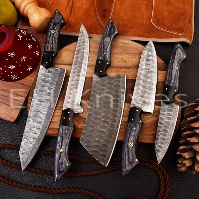 EH KNIVES Damascus Chef Knife Set 5-Piece – Premium Kitchen Knives – Gift for Women