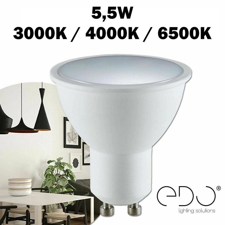 Ampoule LED FARI Spot GU10 5,5W 3000K/4000K/6500K 120° 500lm EDO