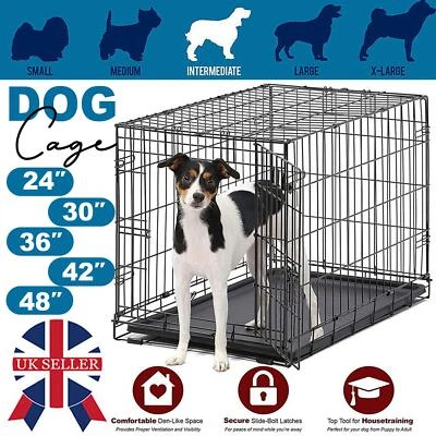 KNWER CLOTHING Dog Cage Puppy Training Crate Pet Carrier Small Medium Large M L XL Metal Cages