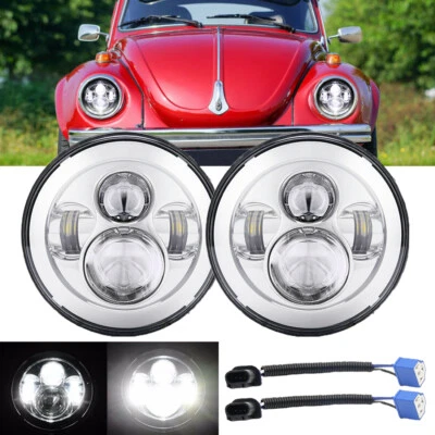 Faro proyector LED redondo de 7 pulgadas haz alto/bajo para VW Beetle 1950-1979 par Foto 1 de 4