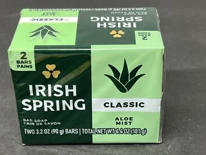 Irish Spring CLASSIC ALOE MIST SCENT Original Clean Bar Soap TWO 3.2 oz Bars - Picture 1 of 2