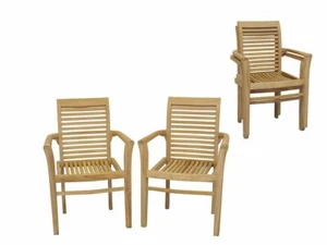 AFG Gartenstuhl Gartenstühle Stapelstuhl Stapelstühle 2er Set Teak (6691) - Bild 1 von 8