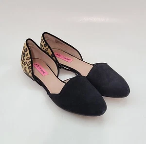 Betsy Johnson Cocoh Flats Black Cheetah Print Pointed Toe Slip On Shoes Wms 6US - Picture 1 of 12