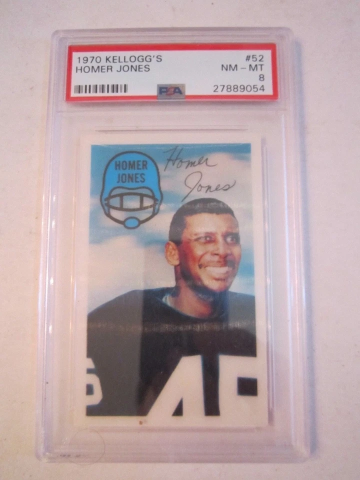 1970 HOMER JONES NFL FOOTBALL CARD #52 - PSA GRADED NM-MT 8 - BOX SC-2 - Image 1 of 2