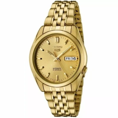 Seiko 5 SNK366 Men's Gold Tone Stainless Steel Gold Index Dial Automatic Watch - Image 1 of 2