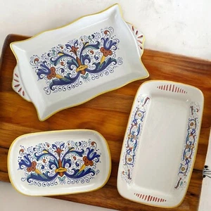 Asas de plato de cerámica Nova Deruta pintadas flor de lis floral Italia Ricco - Imagen 1 de 10