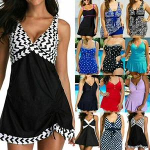 Womens Summer Swimdress Swimsuit Beach Swimming Costume Swimwear Plus Size⊱ - Picture 1 of 20