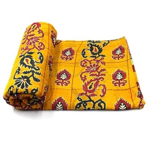 Vintage Quilt Indian Organic Cotton Bedspread Home Decor Blanket Throw - Picture 1 of 6