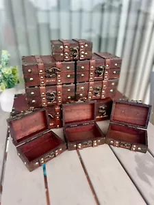 9 x Wooden Storage Boxes with Lock and Keys Vintage Wood Decorative Box - Picture 1 of 3