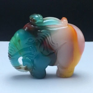 TOP Natural Color chalcedony Elephant Hand Carved quartz Crystal Healing1pcs - Picture 1 of 5