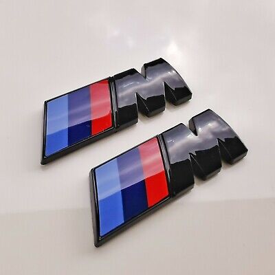 2x BMW M Emblem Logo Schwarz Glanz Kotflügel Badge Seite M Paket 45x15 Glänzend • 13.57€