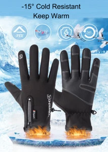 Winter Full Finger Gloves Waterproof Thermal Touch Screen Thermal Windproof Warm - Picture 1 of 10