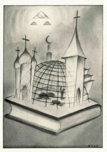 JAN NILS - NETZ des WISSEN - Biblisch Surreale 2 Original Lithografien von 1927 - Picture 1 of 2