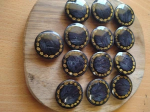 13pz pacchetto di bottoni in resina 23 mm blu bottoni speciali vintage - Foto 1 di 5