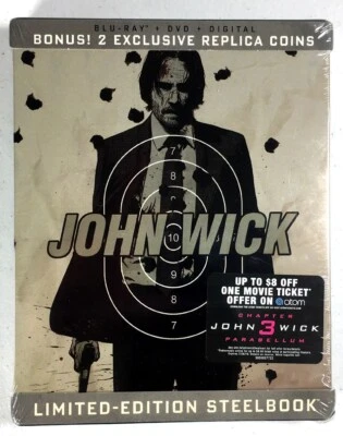 John Wick Limited Edition Steelbook Blu-Ray + DVD + Digital + 2 Coins + BONUS - Image 1 of 4