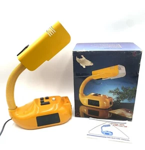 Vintage Digital Alarm Clock Lamp with Flexible Arm Adjustment Retro Yellow w Box - Picture 1 of 24