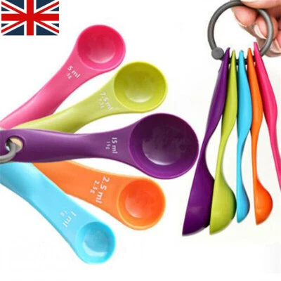 5-Pcs-Colorful-Plastic-Measuring-Spoons-Set-Kitchen-Utensil cooking baking UK - Image 1 of 4