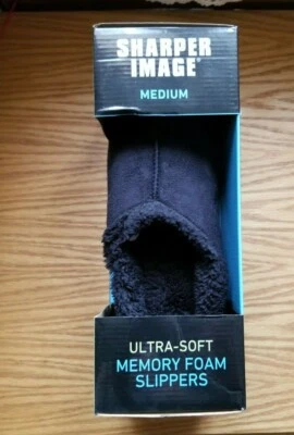 Sharper Image Ultra-Soft Memory Foam Slippers Black Unisex Medium Indoor/Outdoor - Image 1 of 4