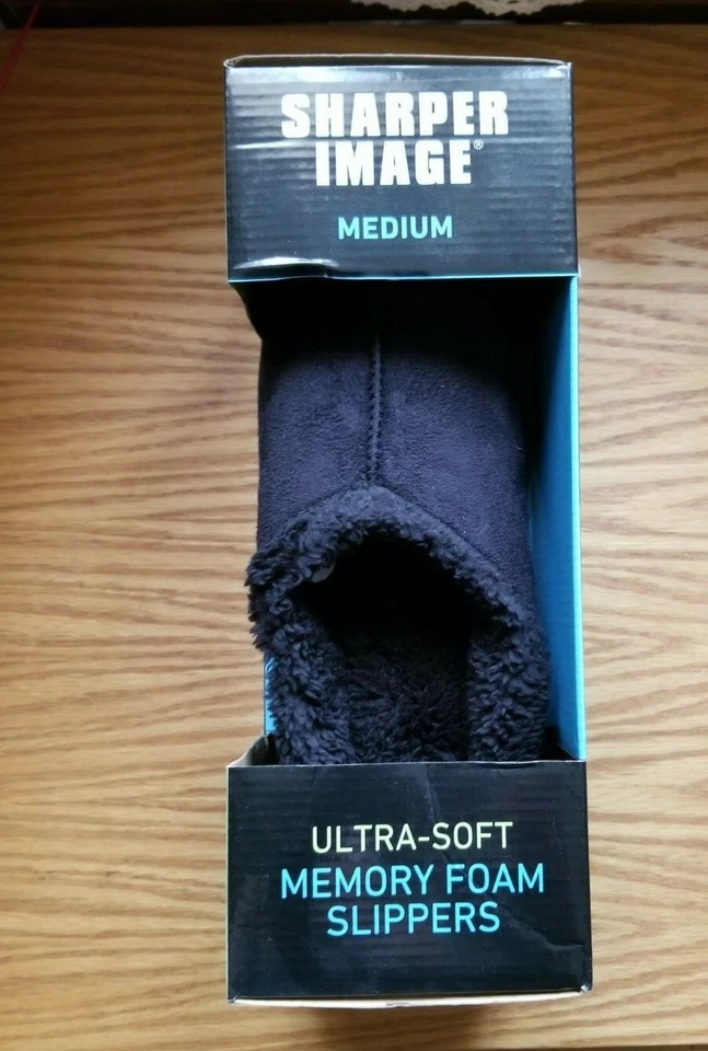 Sharper Image Ultra-Soft Memory Foam Slippers Black Unisex Medium Indoor/Outdoor - Image 1 of 4