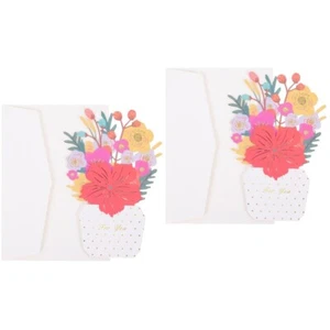 2 Pieces Three-dimensional Flowers Greeting Card Happy Mother's Day Cards Bride - Picture 1 of 12