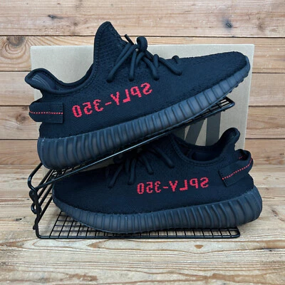 Adidas Turnschuhe Herren Größe UK 9 Yeezy Boost 350 v2 schwarz rot Bred Kanye Schuhe - Bild 1 von 4