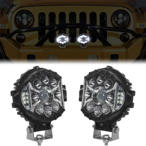 Pair 5 inch Round LED Work Lights Pods Spot Flood Combo Fog Lamp Offroad Driving - Foto 1 di 9