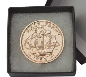 1955 70th Birthday Polished Halfpenny Coin - Picture 1 of 4