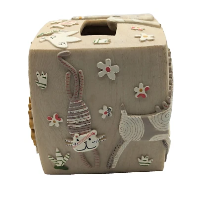 Animal Crackers Faux Marble Tissue Holder Jungle Zoo Animals Giraffe Tiger - Image 1 of 4