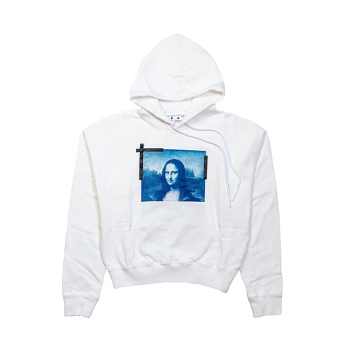 OFF WHITE Felpa con cappuccio dipinto Monalisa bianco sporco