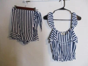 Show Me Your Mumu FAB! Sky Line Tank Top & Wrap Short Set in Blue/White Stripe S - Picture 1 of 10
