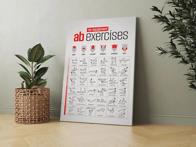 Ab Workout Exercises Chart Table- Canvas - Framed or Poster Available - Image 1 of 4