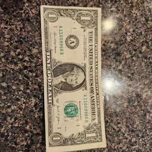 All Doubles Serial Number One Dollar Bill - Bild 1 von 3