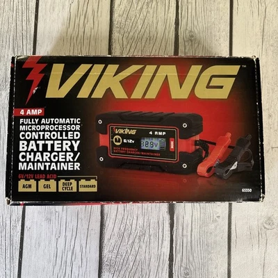Viking 4 Amp Fully Automatic Microprocessor-Controlled Battery Charger 63350 NOB - Image 1 of 4