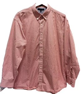 Tommy Hilfiger Hombres Camisa Abotonada Roja Blanca Talla 2XL Manga Larga Rayas - Imagen 1 de 6