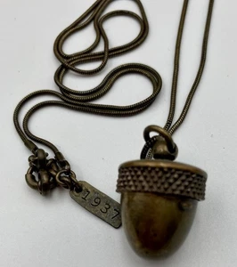 Madewell 1937 Jewelry Necklace Acorn Fall Autumn Pendant Locket 32” - Picture 1 of 4