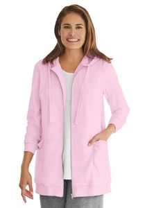 Woman Within Plus Size Zip Front Tunic Hoodie Jacket - Picture 1 of 42
