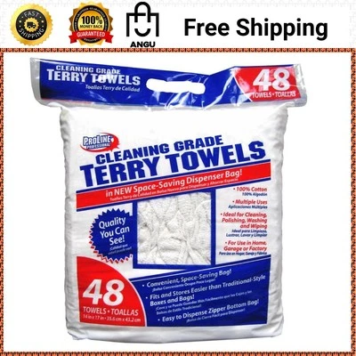 Toallas de rizo de grado de limpieza, trapo de tela de algodón blanco pulido lavable 48 toallas Foto 1 de 4