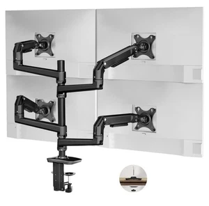 Quad Monitor Mount Holds 4 Screens up to 40" and 25 lbs Fully Adjustable, Cclamp - Picture 1 of 10