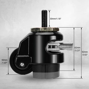 Set of 4 Leveling Stem Casters Aluminum Alloy Heavy Duty Furniture Caster Wheels - Picture 1 of 15