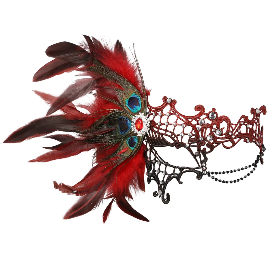 Women's Lace Feather Half-Face Mask Costume Masquerade Party Halloween Ball Mask - Image 1 of 3