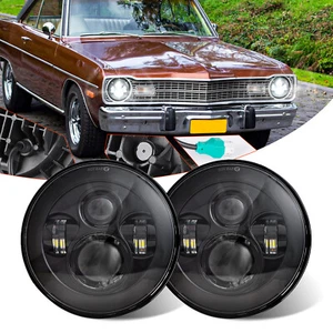 Pair For Dodge Dart 1964-1976 45W 7" inch Round LED Headlights Sealed Beam H6024 - Picture 1 of 11