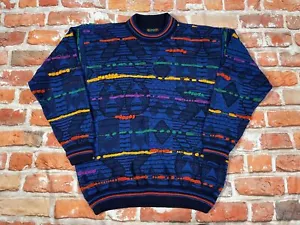 colorful COOGI wool textured sweater - sz L - cosby 90s vntg notorious grunge in - Picture 1 of 7