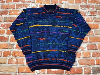 colorful COOGI wool textured sweater - sz L - cosby 90s vntg notorious grunge in - Image 1 of 4