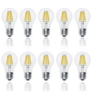 10PCS E27 Filament LED Birne Tropfen Globe Retro COB Glas Lampe Kerze A60 - Bild 1 von 8